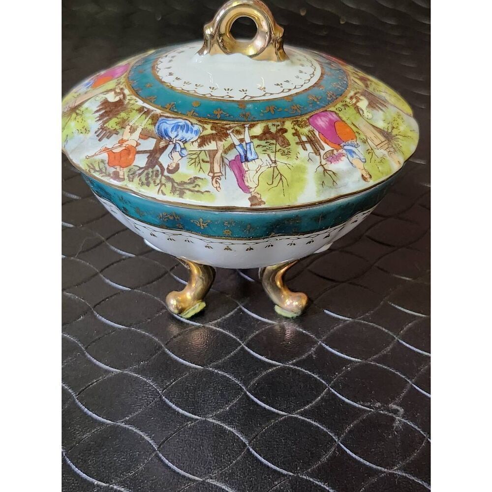 Royal Vienna Style Trinket/Jewelry Dish Courting Scene